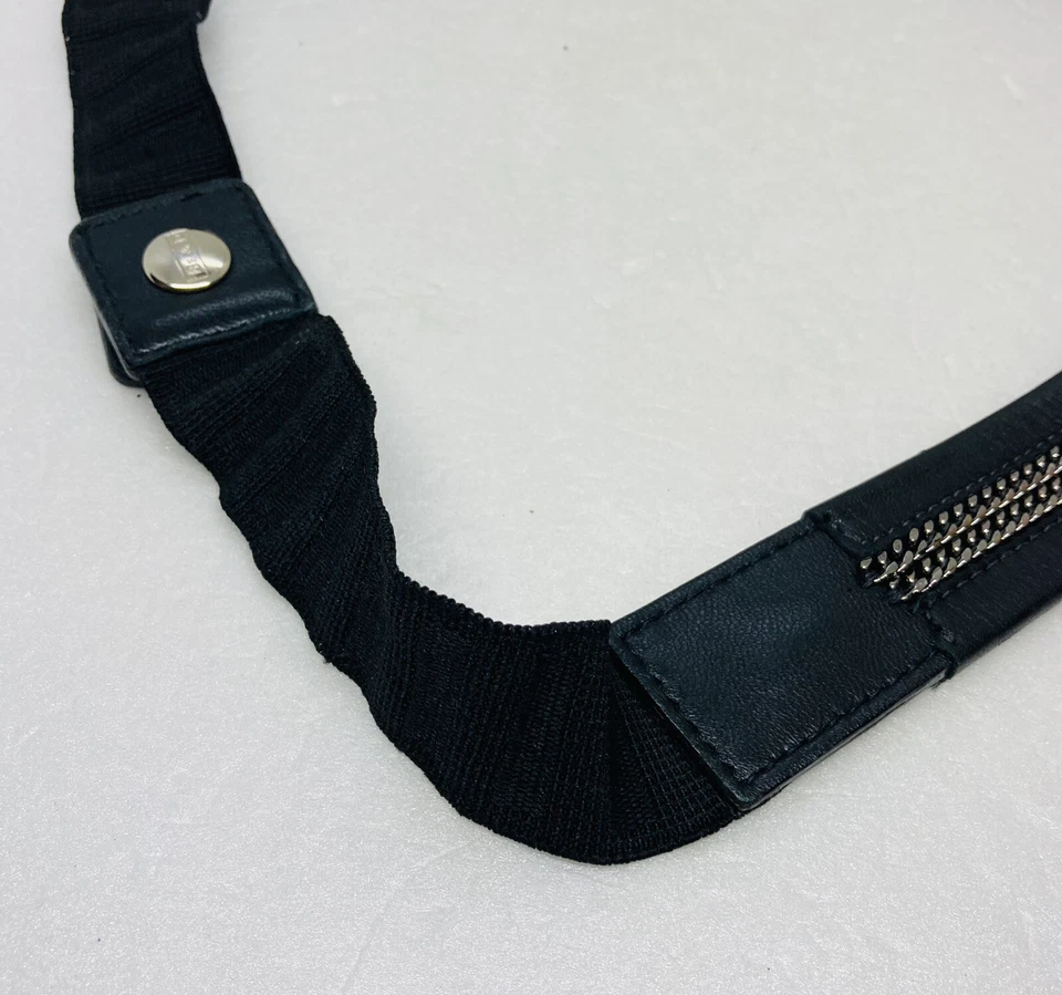 Raro Be & D Cinturón de Cintura de Cuero para Mujer Imitación Cadena Eslabón Elástico 33” Negro 32 Foto 3 de 4