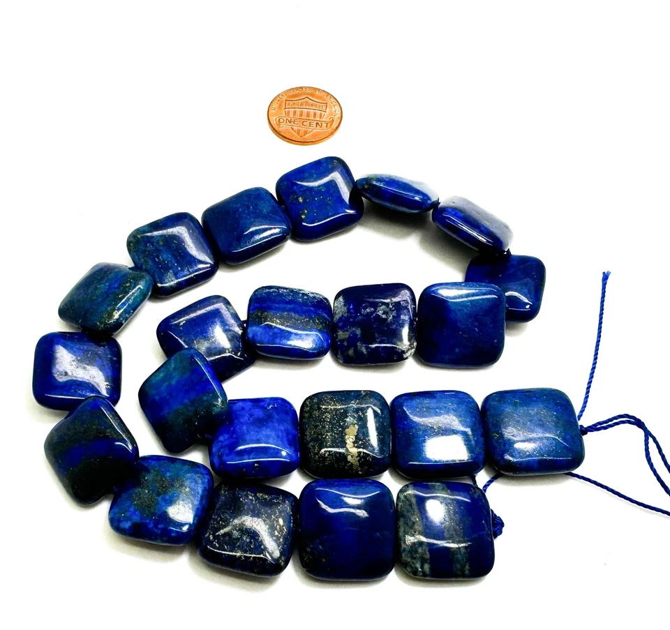 Natural Blue Navy Lapis Lazuli Polished Flat Square Gemstone Beads - PG97B - Image 3 of 3