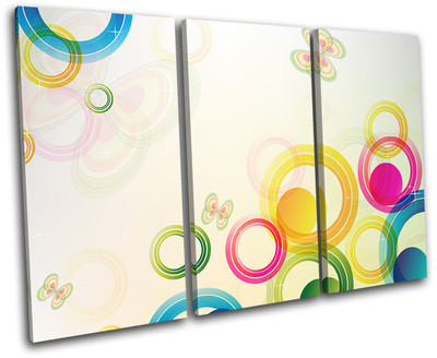 Vector Colourful Floral Abstract TREBLE CANVAS WALL ART Picture Print VA
