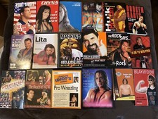 WWE wrestling book LOT of 17!! Angle Chyna Hogan Foley Lita Piper Rock Hart Edge