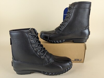 JBU Maine Waterproof Duck Boots Men 10 M Black Faux Fur Lined