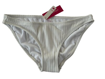 NWT Juniors Ribbed White Bikini Hipster Bottoms Xhilaration Large (8-10) #MQ20