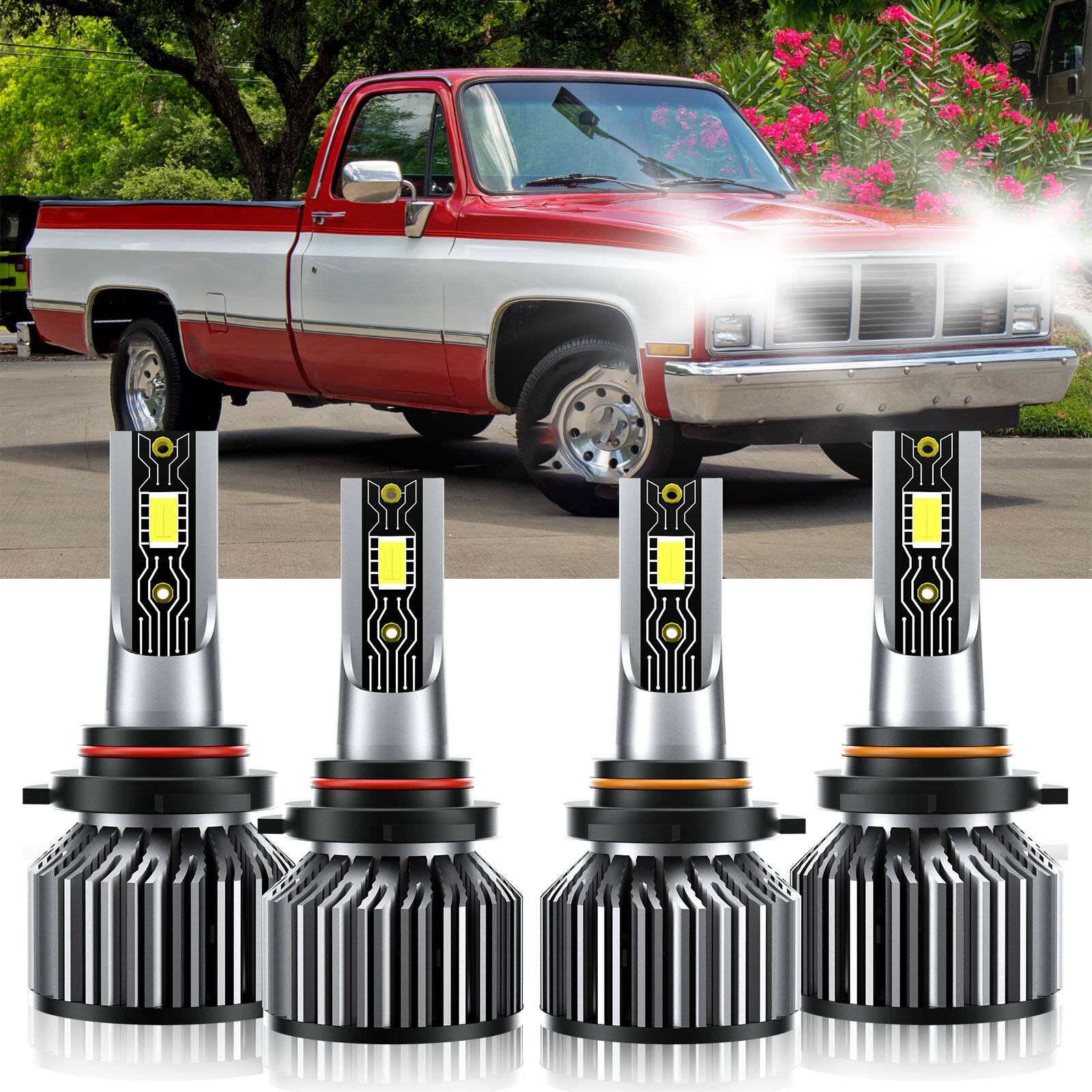 9005+9006 LED Headlight Bulb Kit 6500K High Low Beam For GMC R2500 1988-1989