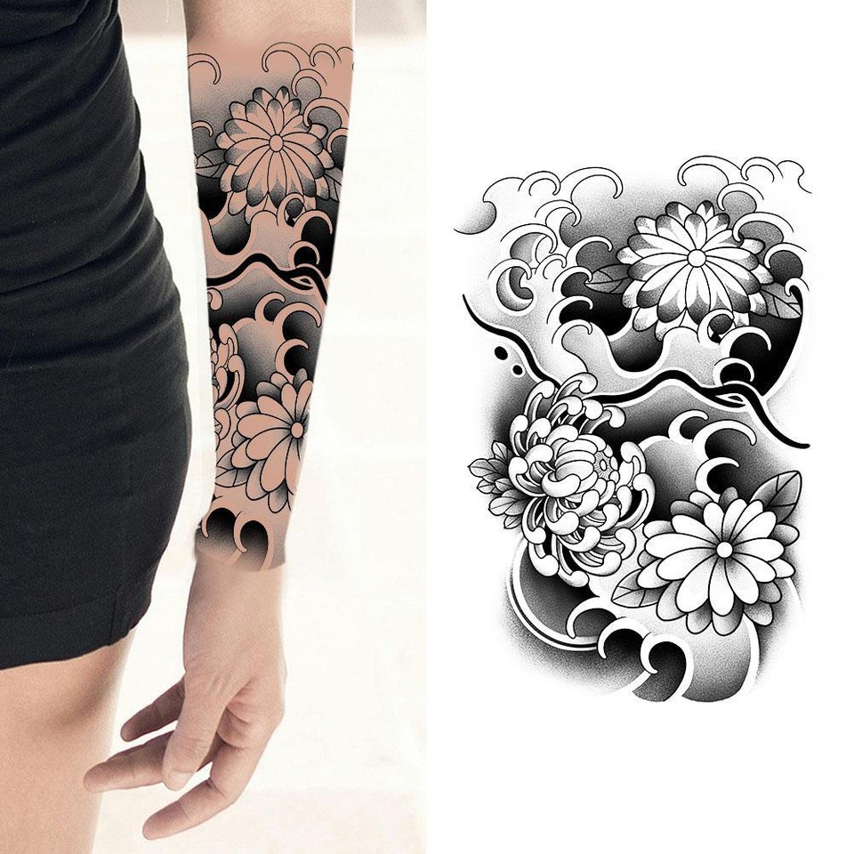 Large Temporary Fake Tattoo Full Sleeve Leg Arm Waterproof Stickers Men