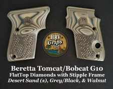 Beretta Tomcat/Bobcat Custom HRV Grips® FlatTop Diamonds & Stipple Frame Trident
