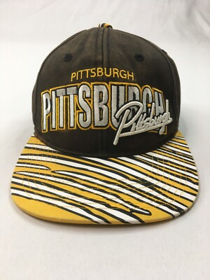 Pittsburgh Hat City Hunters Zebra Cap Snapback Black Gold White Distressed