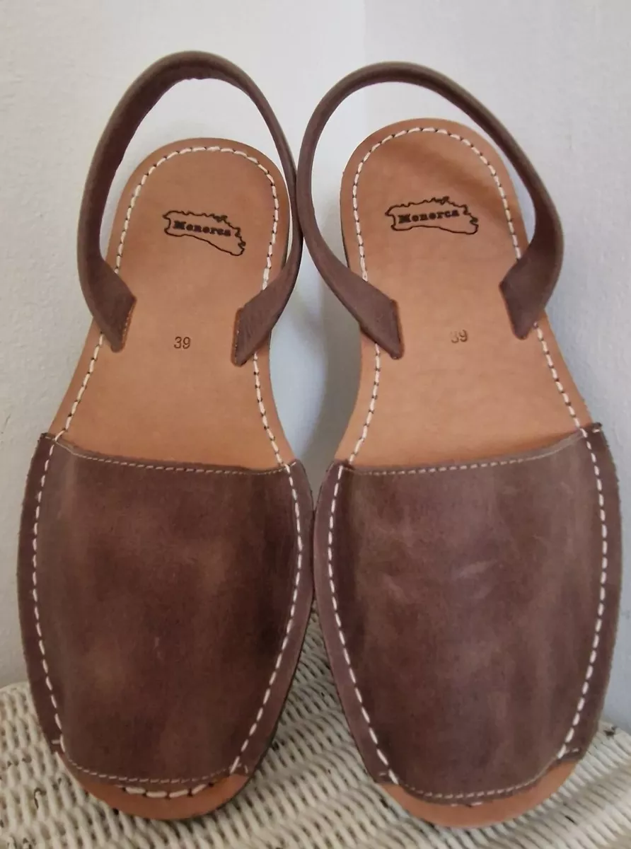 Menorcan Avarcas handmade leather nubuck sandals 6 39 mid brown