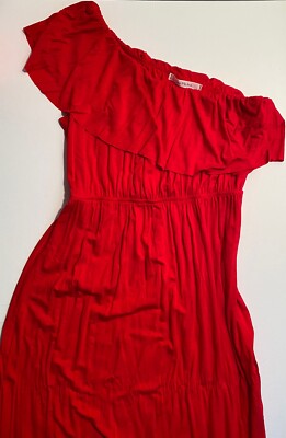 color me red dress COLOR ME RED ONE SHOULDER RED WOMEN’S MAXI DRESS SIZE MEDIUM