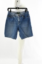 90s Vintage Womens 8 Dark Wash Mid Rise Shorts Lauren Jeans Co 10" Inseam