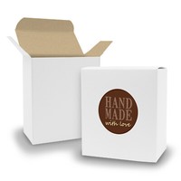 Itenga Set Handmade 24Xfaltschachtel Quader Weiß Braun + Sticker Gastgeschenk