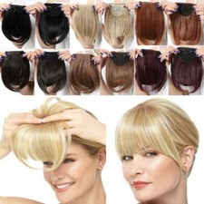 100 Natural Thin Bangs Fringe Clip in Hair Extensions As Human Front Bang Blond
