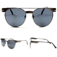 Old School Womens Mens Brushed Metal Frame Round Hipster Fashion Sunglasses