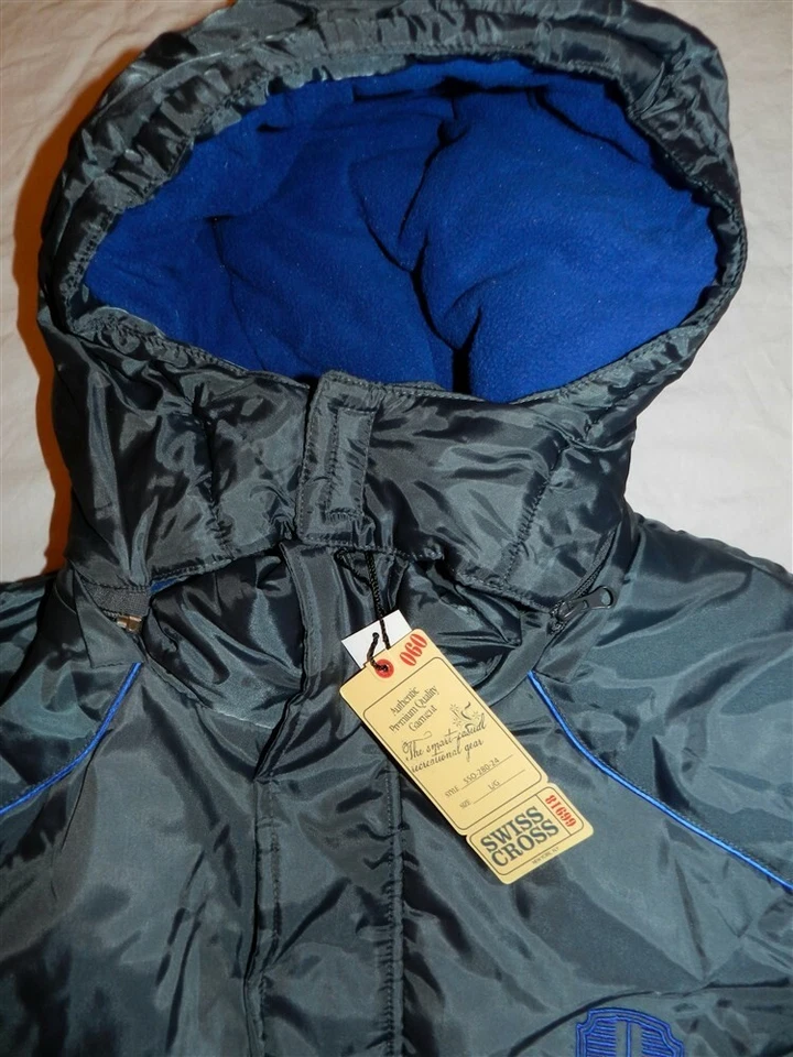 Abrigo Invierno Parka Con Capucha Gris Cruz Suiza Hombre Talla Grande Nuevo Foto 2 de 4