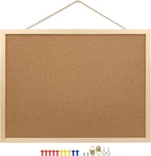 Cork Board Bulletin Board, 17.7"X 13.3" pin Boards for Walls, Oak Wood Finish