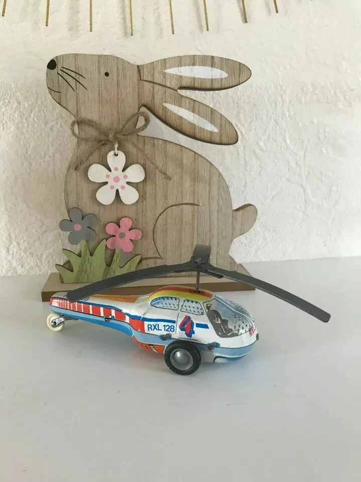 Jouet Toupie Ancien – Tôle, Bois, Voiture, Avion, Animaux Style Rabier – Années 1930