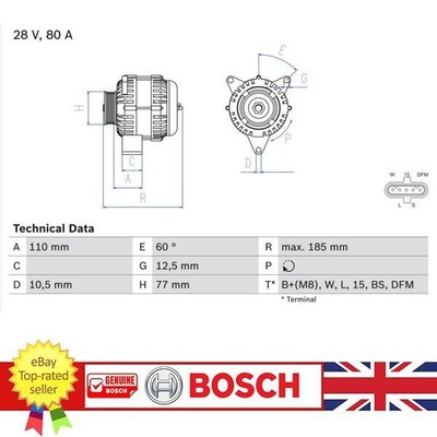 BOSCH Alternator For Mercedes AGL AXOR FPN HPN 97-05 A0111548602 , 0986042360