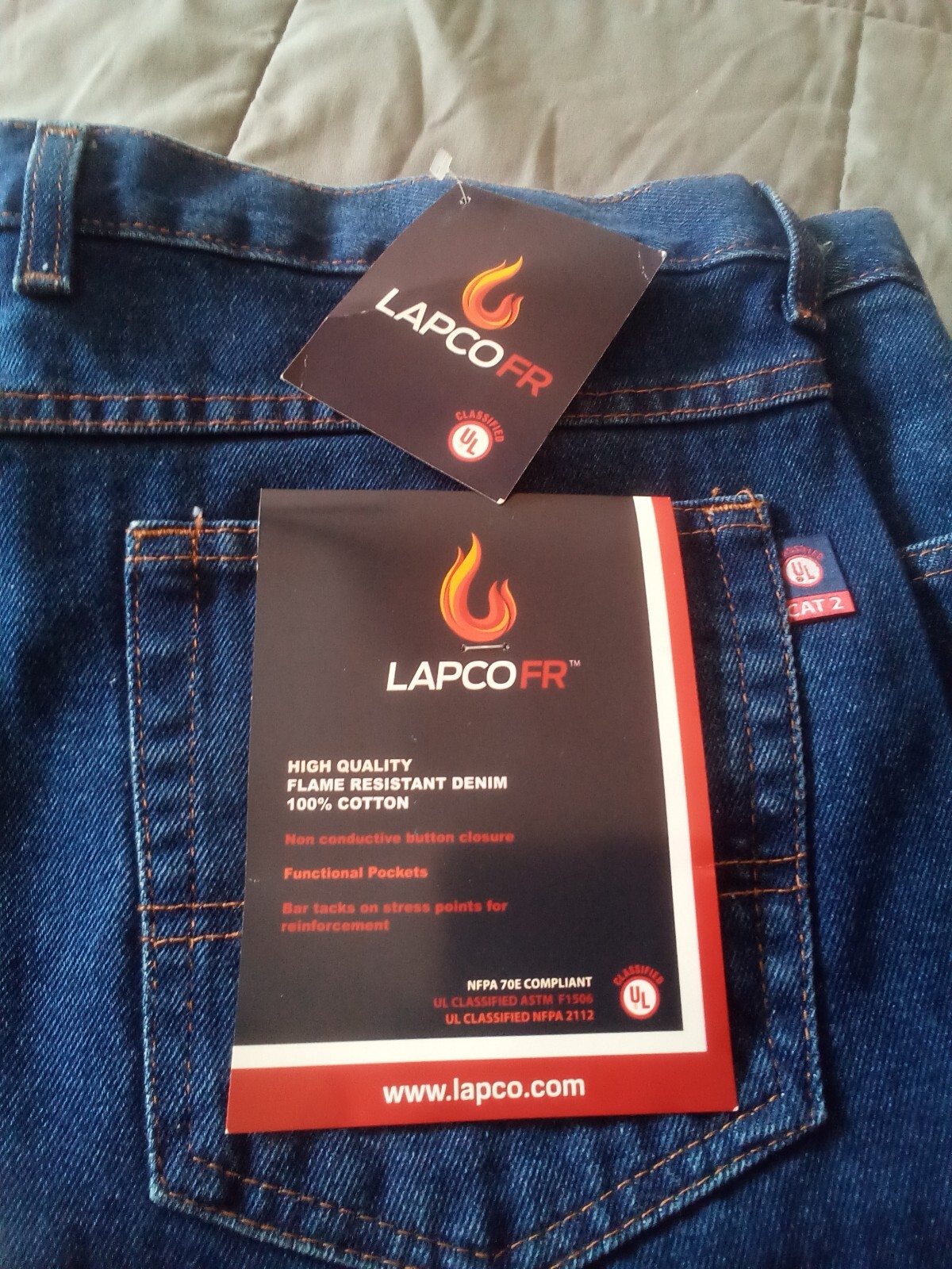 NWT Lapco FR Flame Resistant Jeans cat 2 Size 38x32 NFPA 2112 Men eBay