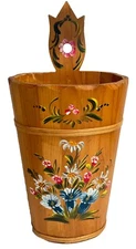 Vintage Norwegian Hand Painted Rosemaling Wood Umbrella Stand Swedish 2’ Floral