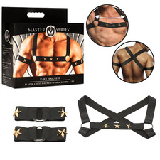 Elastic Chest Harness with Arm Bands BDSM Erotic Restraint Gear Adult Sex Toy