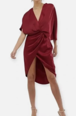 If By Sea Anthropologie Dress Extra Small Midi Wine Burgundy Grecian Kimono  | eBay