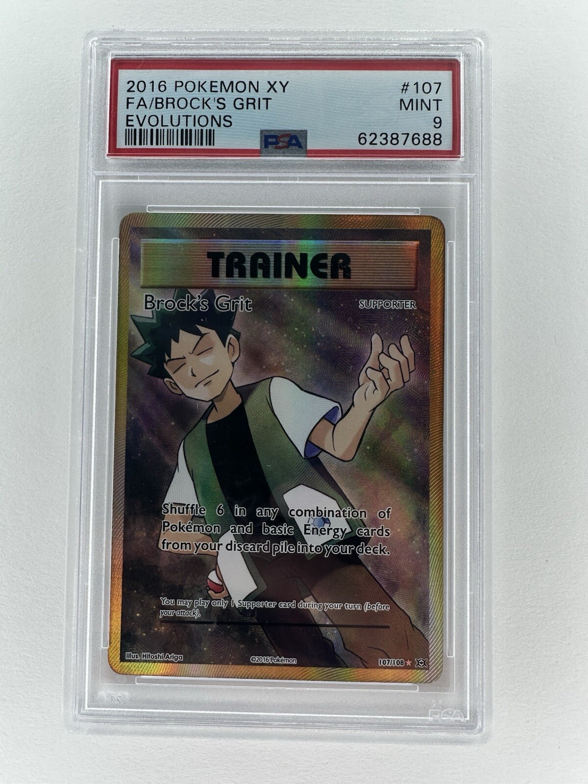 2016 Pokémon Brock's Grit 107/108 Evolutions MT PSA 9