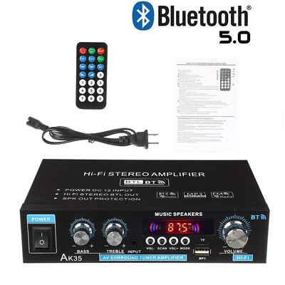 600W Bluetooth 5.0 Power Amplifier Stereo Amplifier Audio AMP Car&Home Black NEW