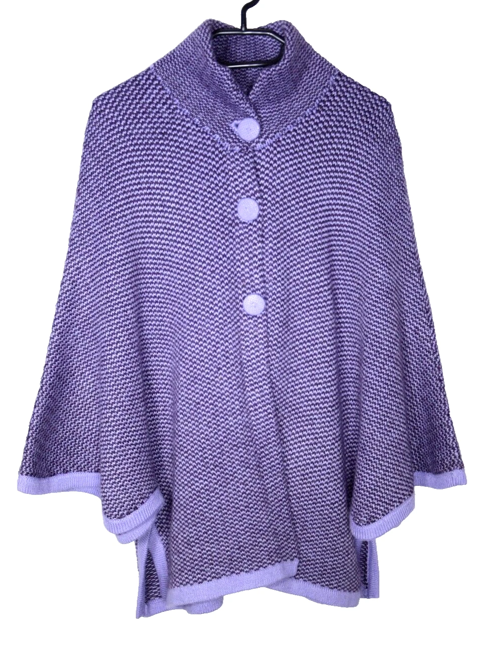 ALPAKKA Made in Peru PURPLE PONCHO Unisex Collared | Button closure