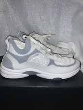 New CHANEL CC White Gray Thick Soles Lace Up Sneakers Trainer 40 8.5 - 9 US