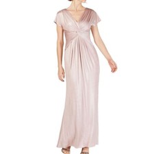 ADRIANNA PAPELL Women's Dusted Petal Twisted Metallic Evening Gown Dress 8 TEDO