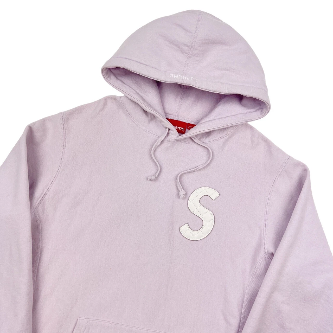 Sweat à capuche lilas logo Supreme Cuir S