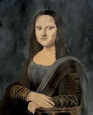 Mona Lisa Leonardo da Vinci Renaissance Paper Painting, Small OOAK, Unframed