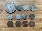 Old Obsolete US Coin Collection of 12 coins including a 1879 Morgan dollar. — photo 1