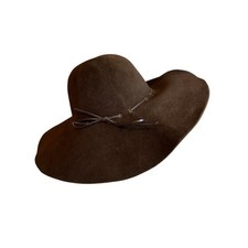 Eric Javits Floppy Brim Felt Hat Whipstitch Detail Dark Brown