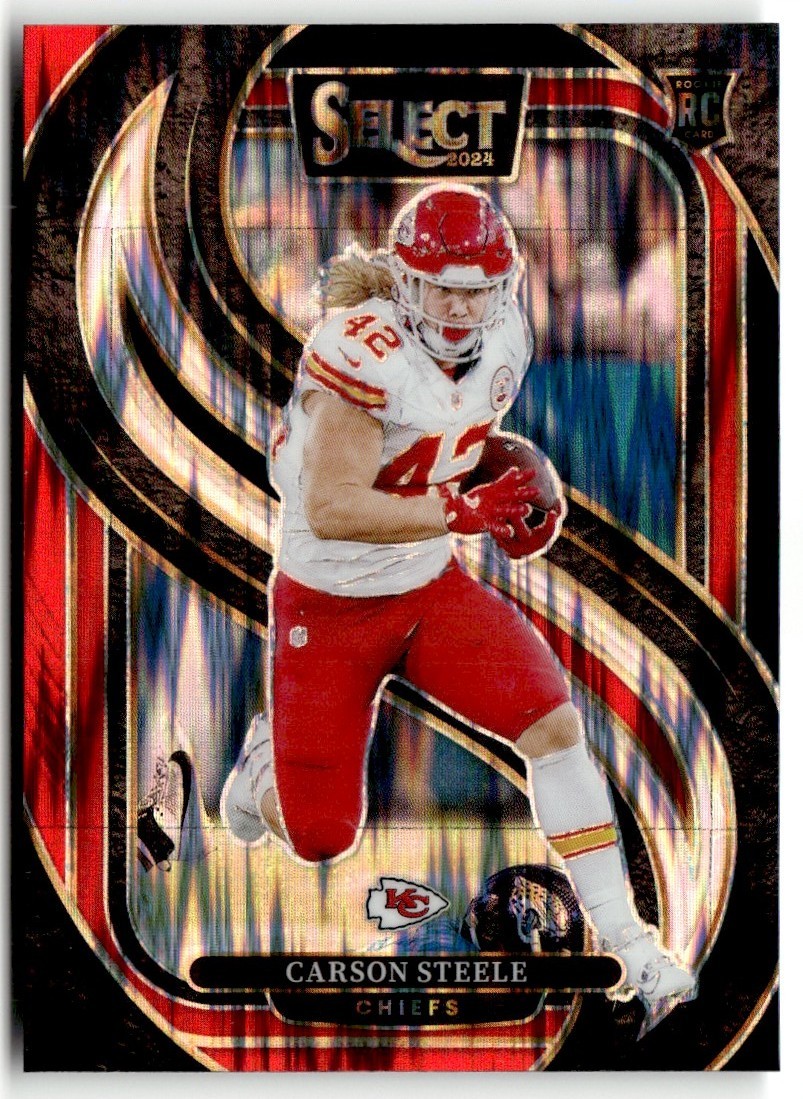 2024 Panini Select Red Shock Prizm Carson Steele RC #142