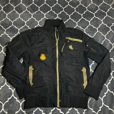 G-Star Raw Mens Bomber Jacket Black Utility Flight Jacket Smiley Patch Size M