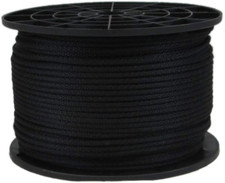 1/8 Inch Black Dacron Polyester Cord - 500 Foot Spool  Solid Braid - Industrial