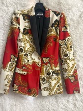 Just Cavalli Red  White Paisley Satin Blazer Size:38