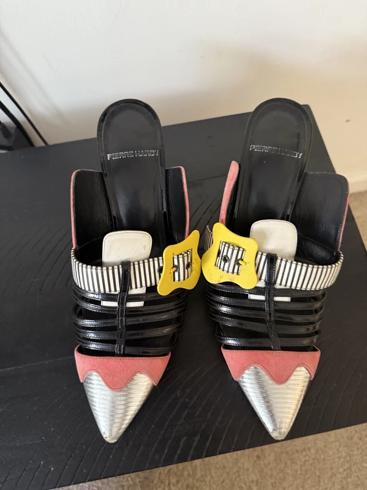 Pierre Hardy Mules Multicolor con Tacón Bloque Talla 38.5 Foto 4 de 4