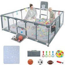 79x71" Large Baby Playpen w/ Activity Mat