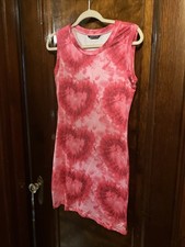 SHEIN Women’s Fitted Pink Tie Dye Hearts Bodycon Dress, Size US 6-medium, EU 38