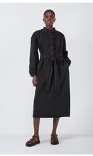 And/or London Black Denim Lyocell Midi Dress Belted Ruffle Size 16 RRP £89