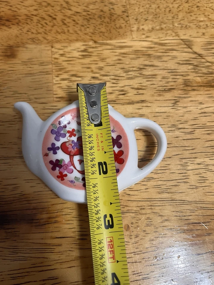 2004 Retired Cardew Red Hat “Pink Chintz” Teapot Shaped Teabag Holder Spoon Rest - Image 4 of 4