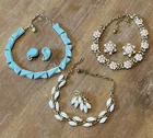 Vintage Estate Costume Jewelry 3 Sets Earrings Necklaces Thermoset Lisner