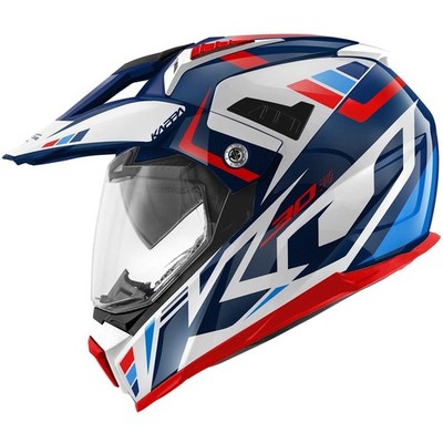 Kappa KV30 EVO Off-Road Integralhelm Glanz Weiß Blau Rot, 3 Kalotte