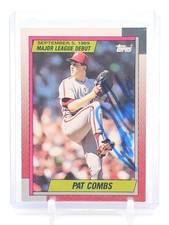 PAT COMBS 1990 TOPPS ROOKIE MAJOR LEAGUE DEBUT IN PERSON AUTO #24 PHILLIES Q6846