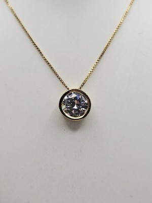 HAN Sterling Silver Vermeil 3.44ct CZ Pendant Necklace 18''