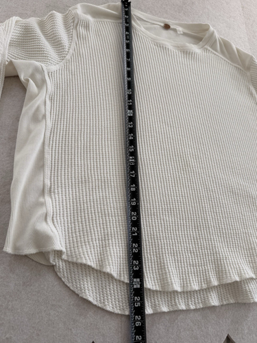 EUC Free People One Blake Thermal Top Oversized Waffle Knit Ivory White Size S - Picture 9 of 15