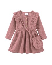 Baby Toddler Girl Dress Long Sleeve Ruffle Dress Fall Winter Casual 4-5T Pink