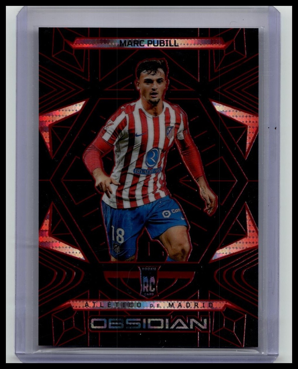 2025-26 Panini Obsidian Marc Pubill #169 Atletico Madrid Red Pulsar RC #/49