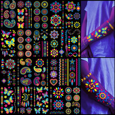 Glow in the Dark Tattoos 256 PCS   Luminous Party Supplies Neon Body Paint UV F
